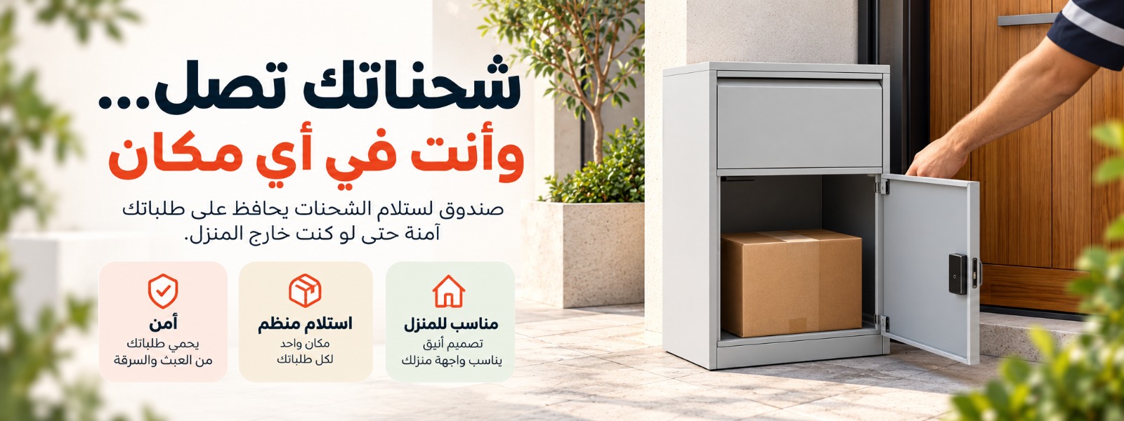 استلام طرد من الباب السفلي لصندوق الشحنات